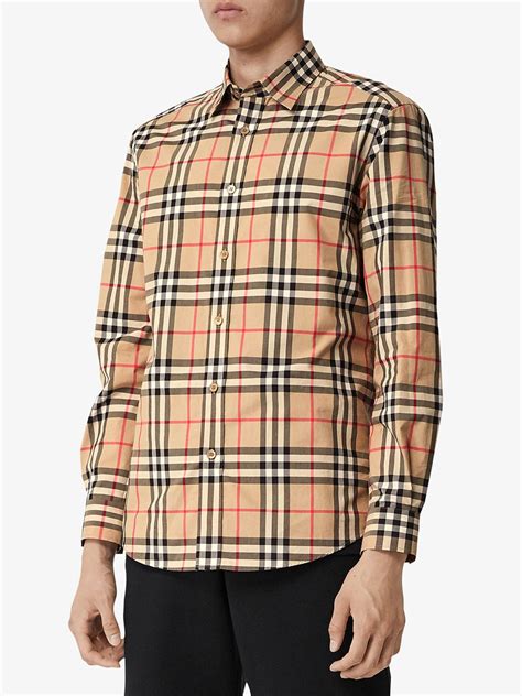 burberry brown check shirt|burberry check cotton poplin shirt.